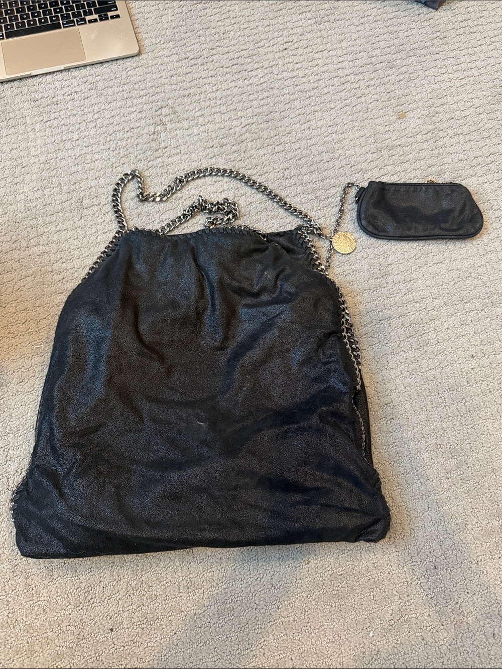 Stella McCartney Black Chain-Trim Tote with Coin Pouch